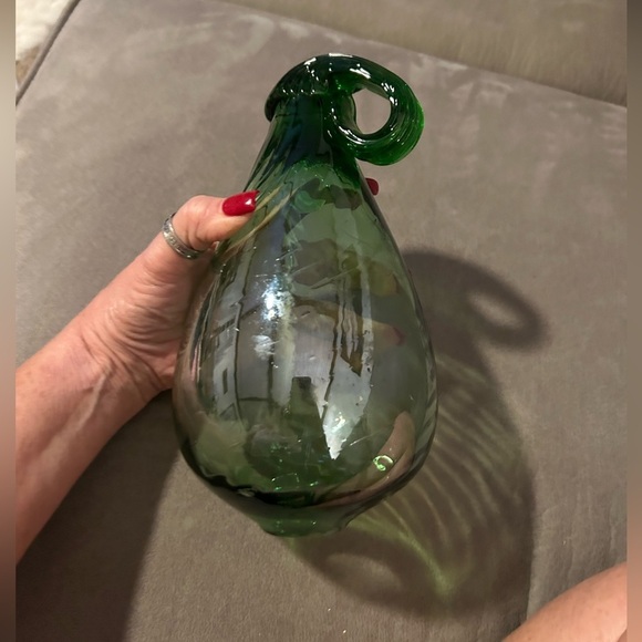 Vintage 100% Recycled green Blown Glass Squash Made in Mexico 50% off w bundle - Picture 2 of 5